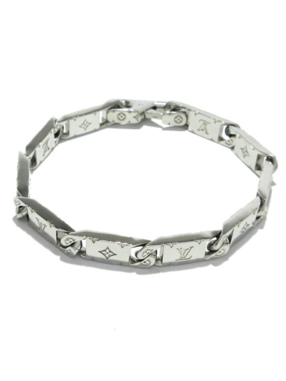 100% Authentic LOUIS VUITTON Monogram Tied Up Silver Bracelet